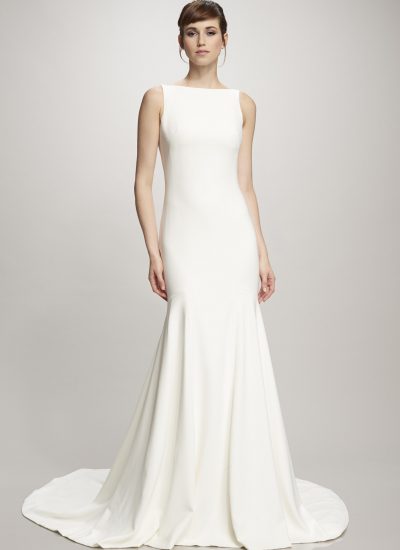 Devon simple crepe wedding dress by Theia in Adelaide