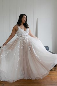 Blush wedding dress available in Adelaide by Hera Couture