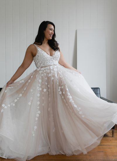 Blush wedding dress available in Adelaide by Hera Couture