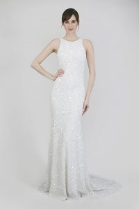 Fully sequinned Modern wedding dresses Adelaide Theia Lenni gown