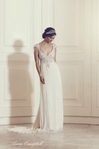 Anna Campbell Annabella V-neck crystal silk wedding dress