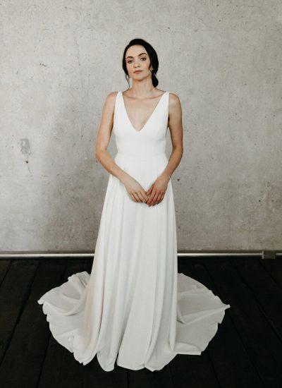 Simple Crepe A-line wedding gown