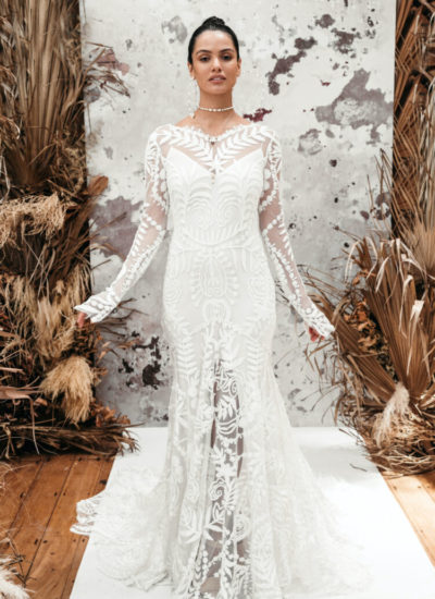 Avril white lace long sleeve boho wedding dresses Adelaide