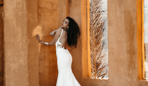 Modern boho crepe wedding dresses Adelaide lovers society