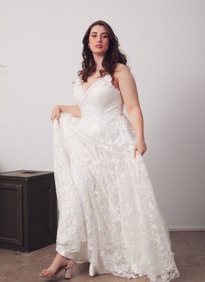 A line lace wedding dress by Hera Couture