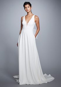 Simple crepe A-line wedding dresses Adelaide Theia Bryony