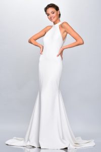 theia halter neck crepe wedding dress available in adelaide