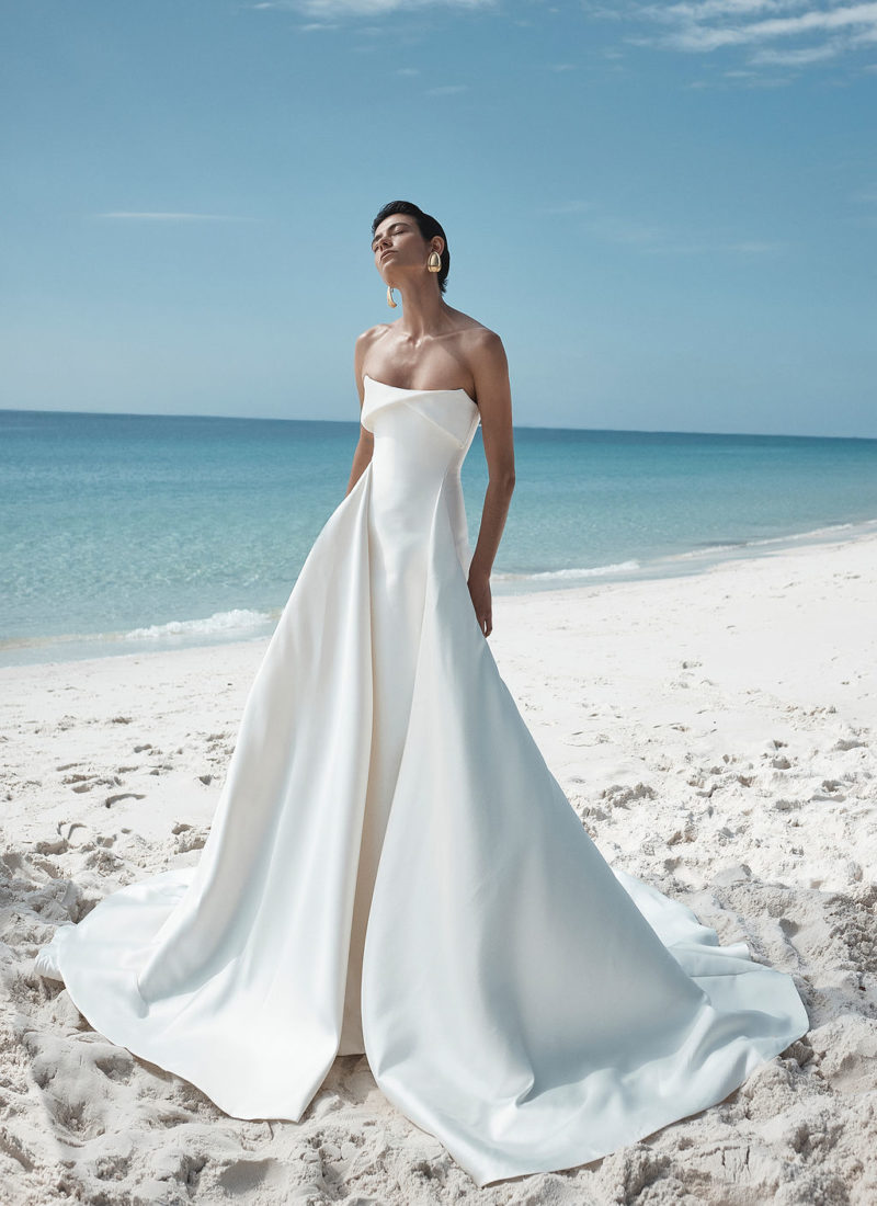 Model wearing a modern wedding dress Adelaide