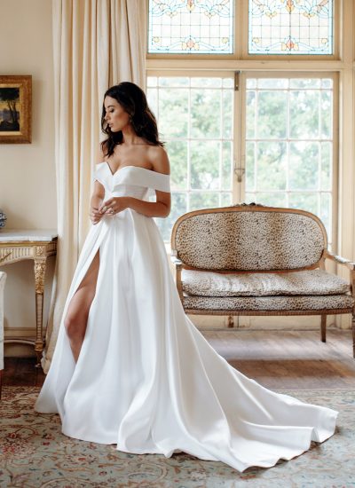 Classic off the shoulder wedding dress Adelaide Hera couture