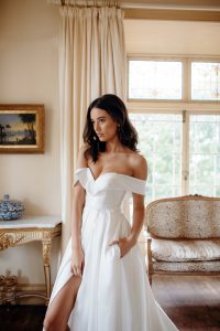 Classic off the shoulder wedding dress Adelaide Hera couture