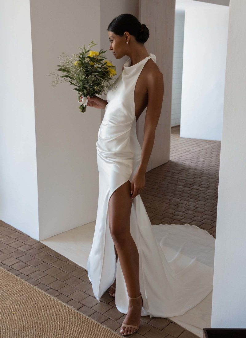 Grace Loves Lace Goldie satin halter neck wedding dresses Adelaide