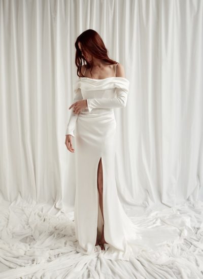 Long sleeve satin wedding dresses Adelaide