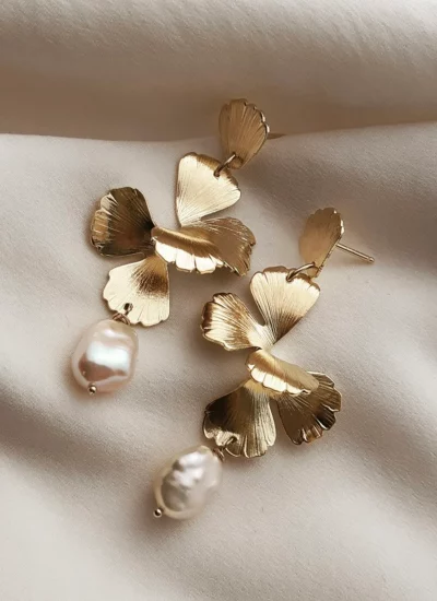 Pearl abstract floral bridal earrings by Maison Sabben available in Adelaide South Australia