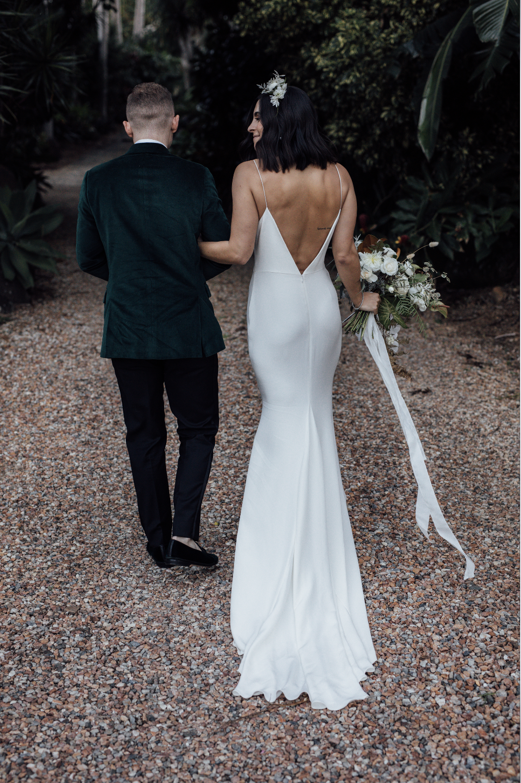 white simple wedding dress